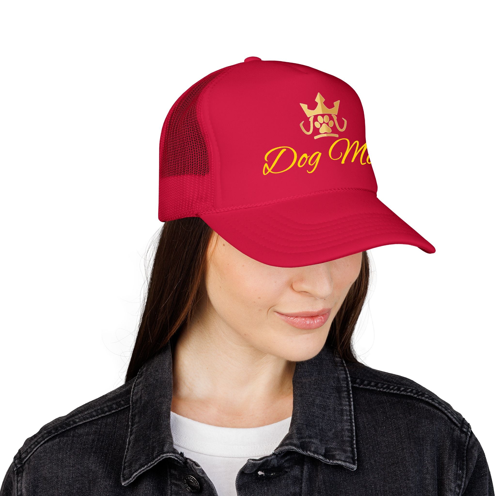 PetVIP Dog Mom Trucker Hat | Gold Crown Paw Design