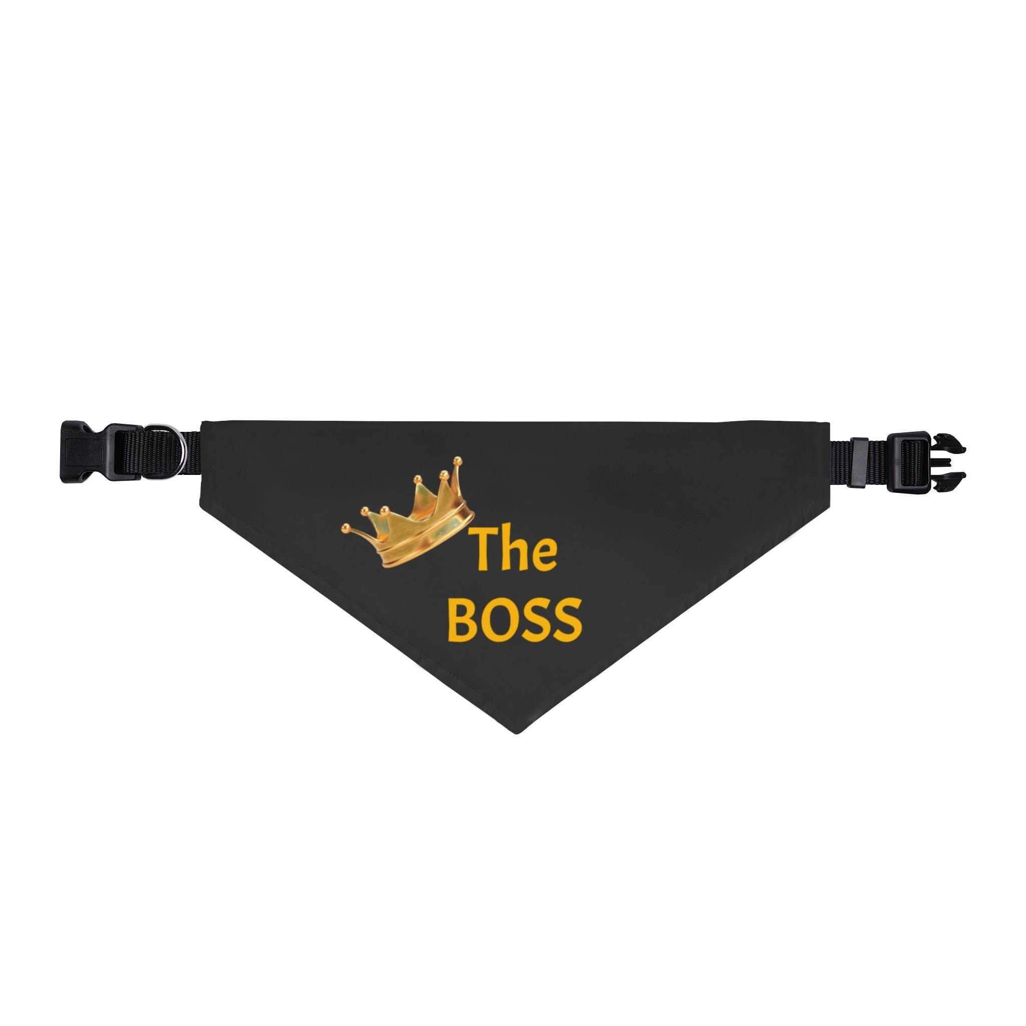The Boss Clip-On Pet Bandana — Gold Crown Dog & Cat Collar Accessory