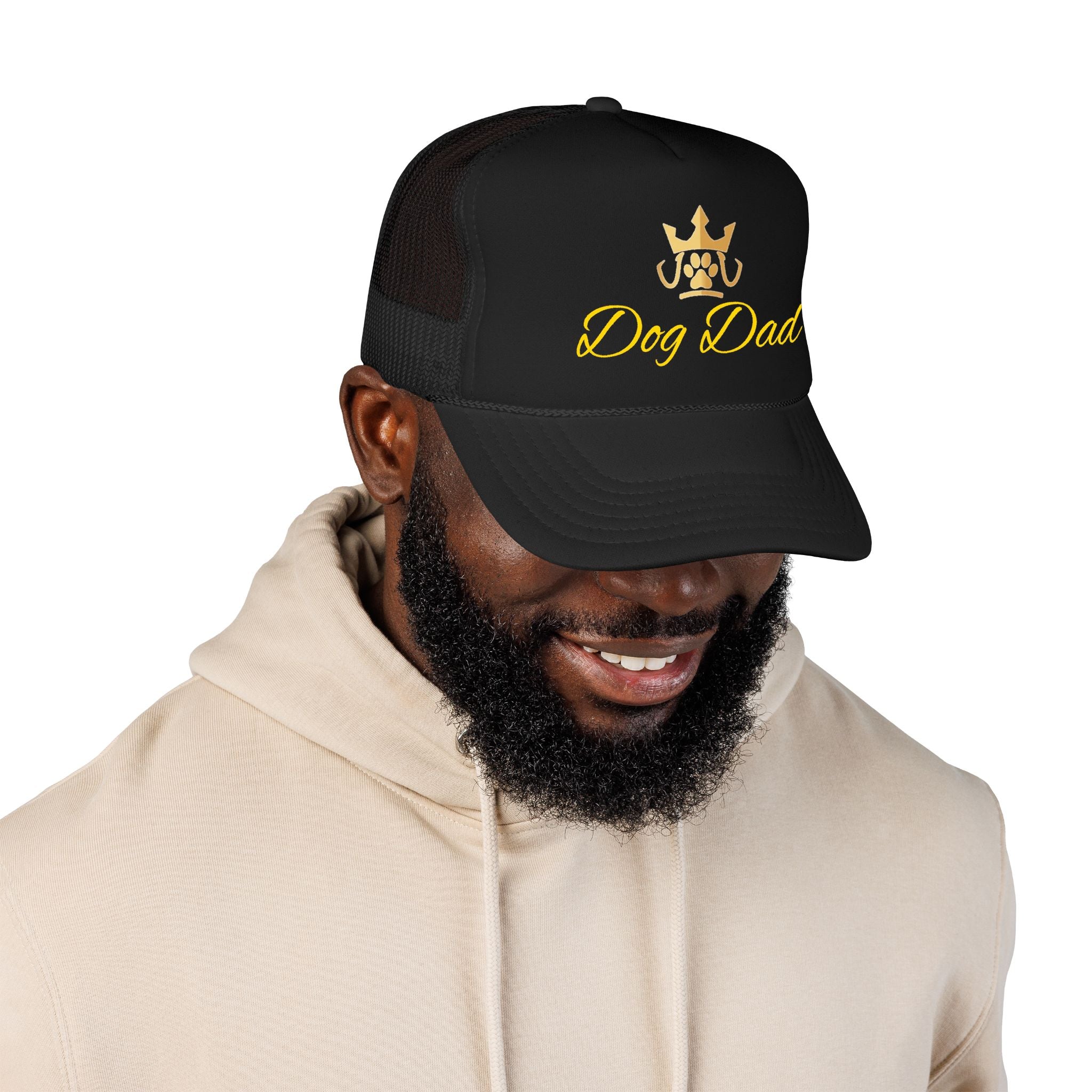 PetVIP Dog Dad Trucker Hat | Gold Crown Paw Design