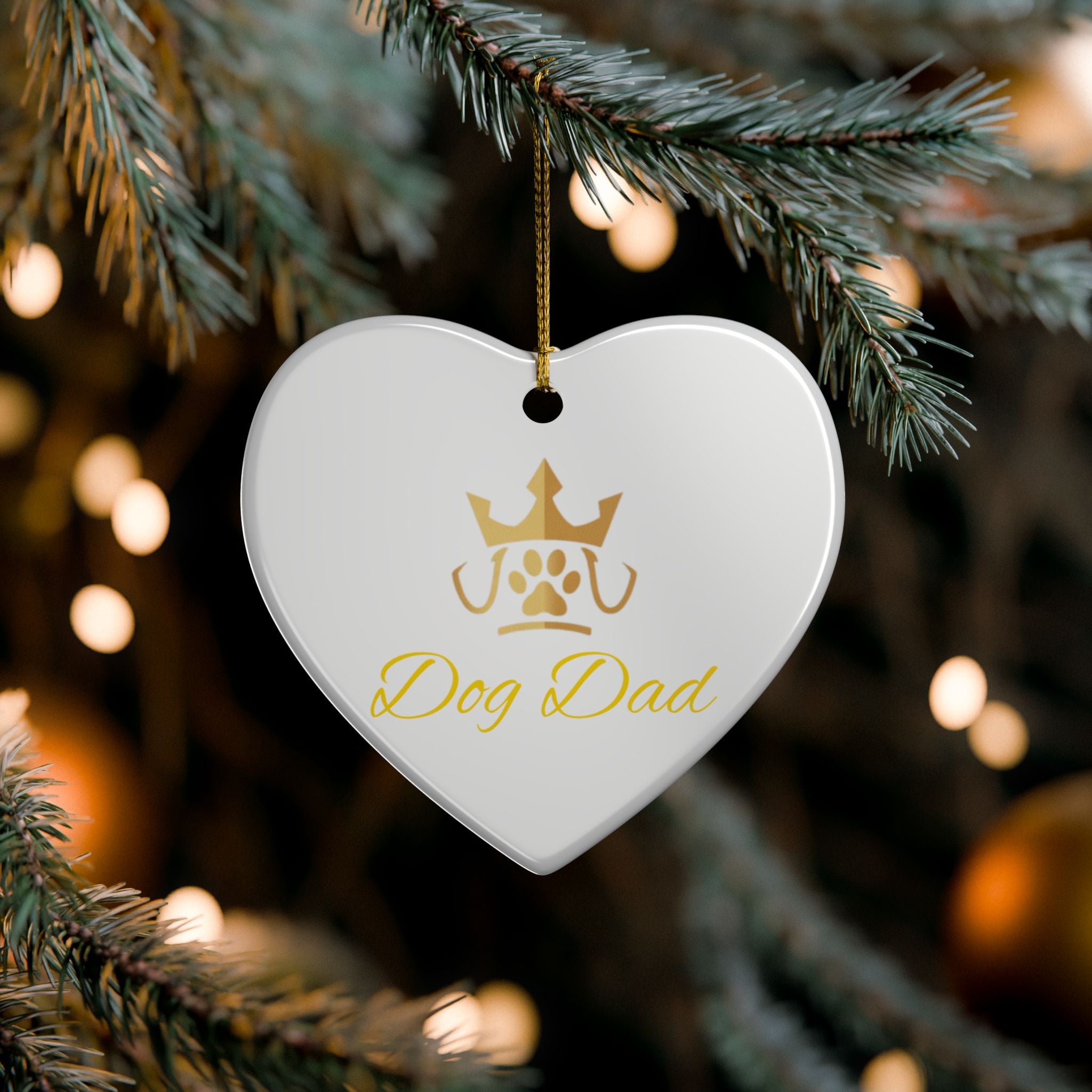 PetVIP Dog Dad Ornament | Heart & Round Ceramic