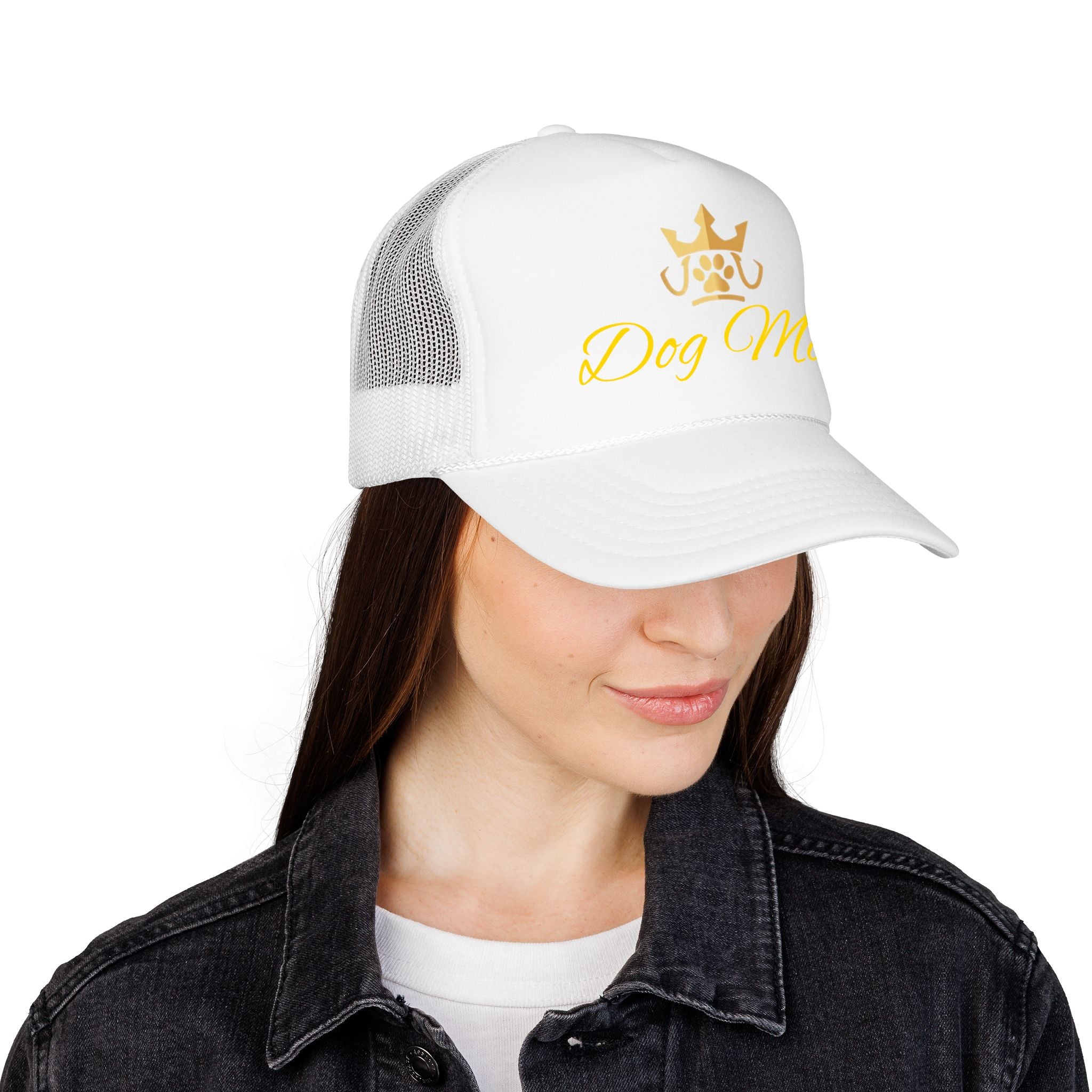 PetVIP Dog Mom Trucker Hat | Gold Crown Paw Design