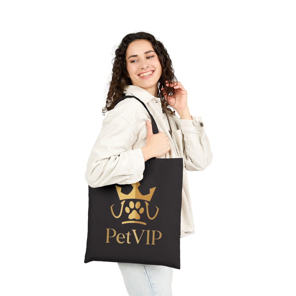 PetVIP Canvas Tote Bag | Gold Crown & Paw Print | Reusable Pet Parent Shopper