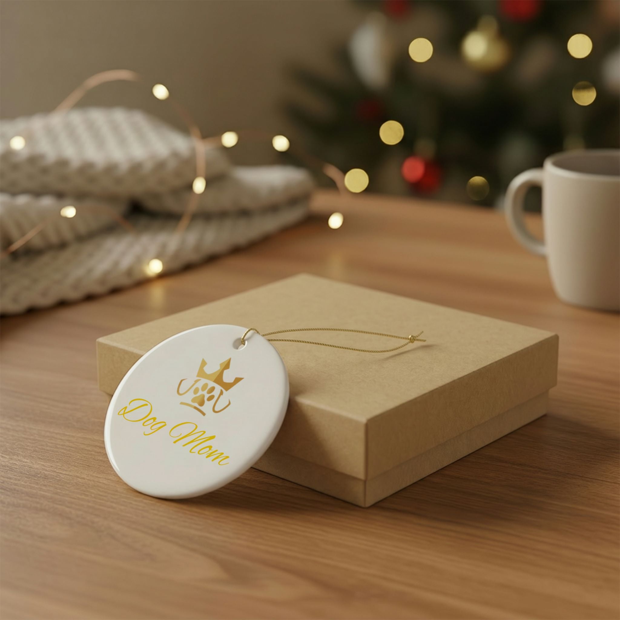 PetVIP Dog Mom Ornament | Heart & Round Ceramic