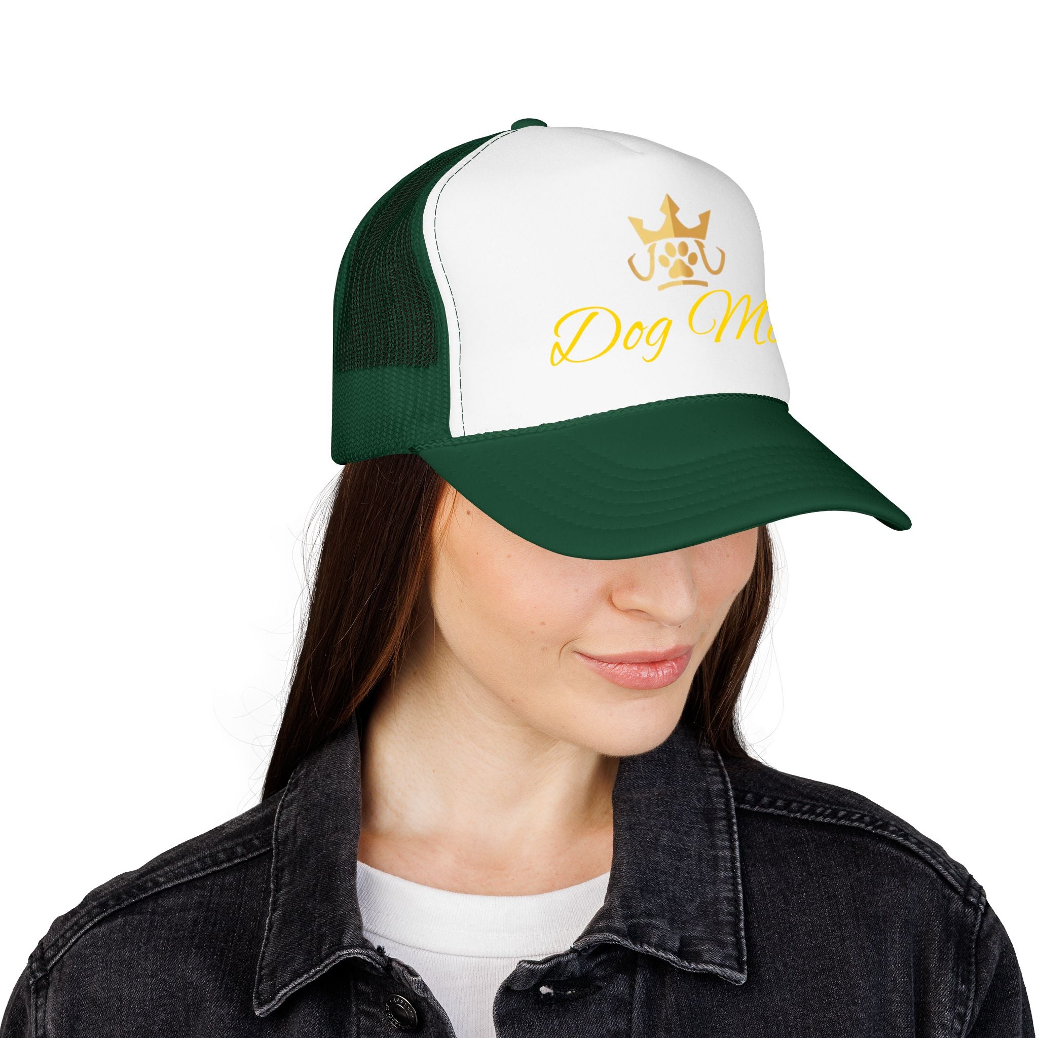 PetVIP Dog Mom Trucker Hat | Gold Crown Paw Design