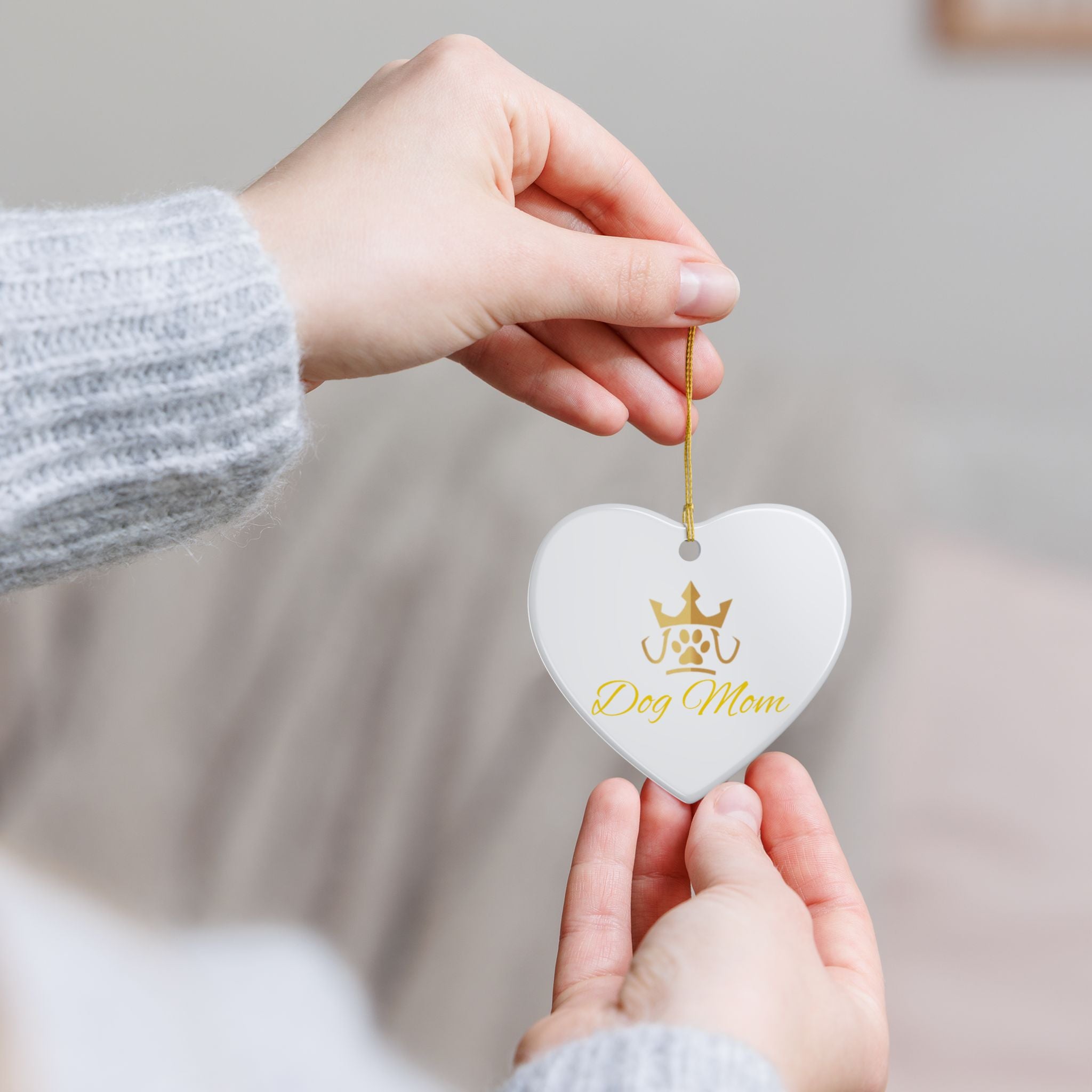 PetVIP Dog Mom Ornament | Heart & Round Ceramic