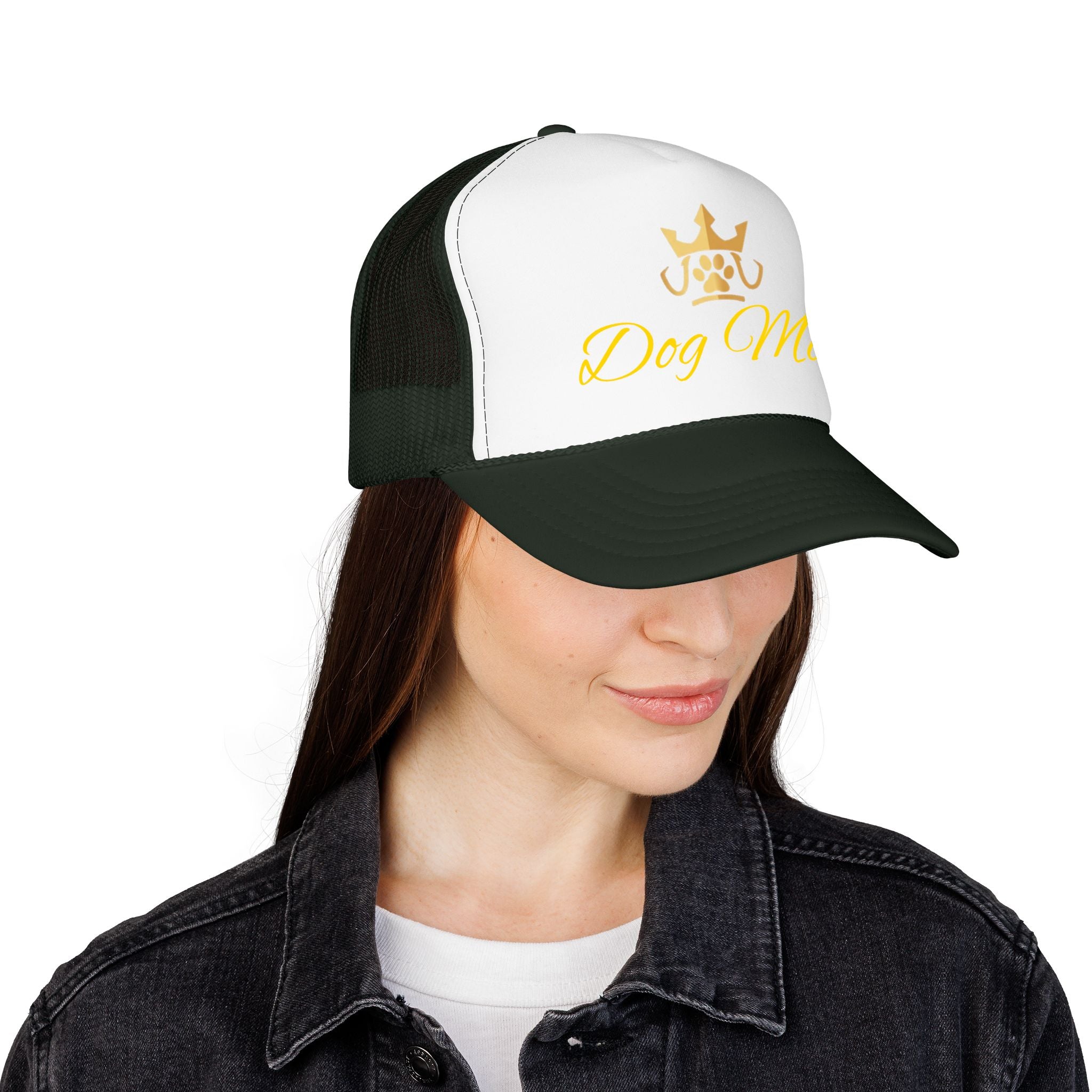 PetVIP Dog Mom Trucker Hat | Gold Crown Paw Design
