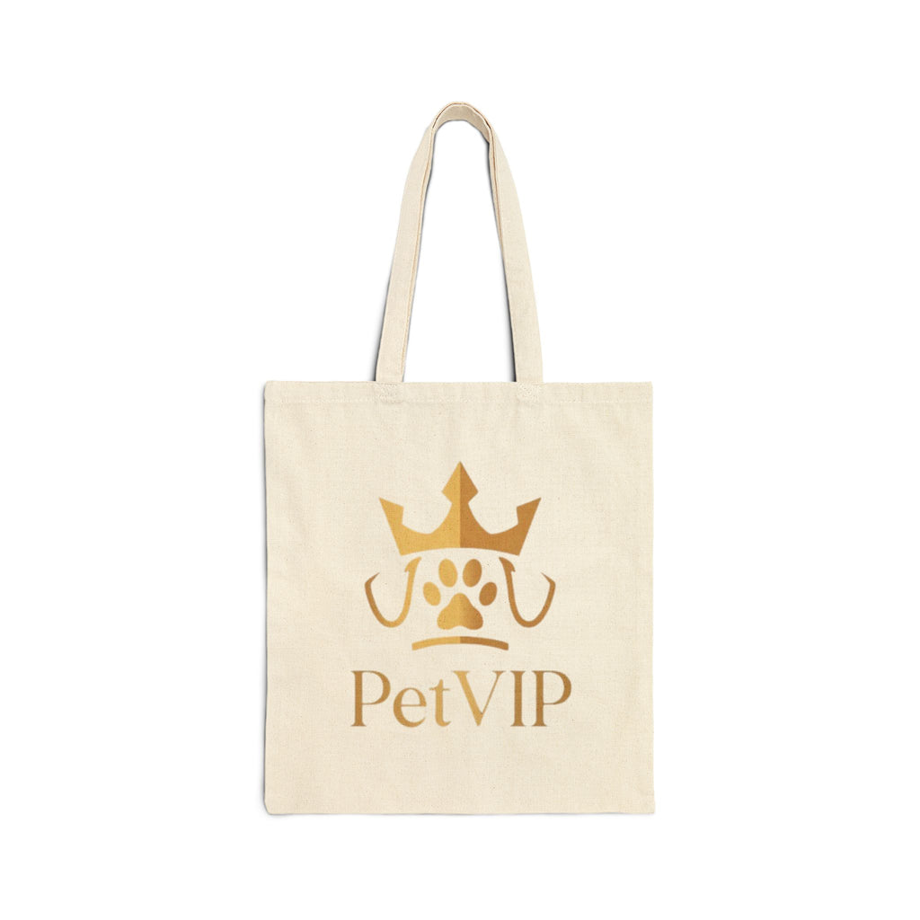 PetVIP Canvas Tote Bag | Gold Crown & Paw Print | Reusable Pet Parent Shopper
