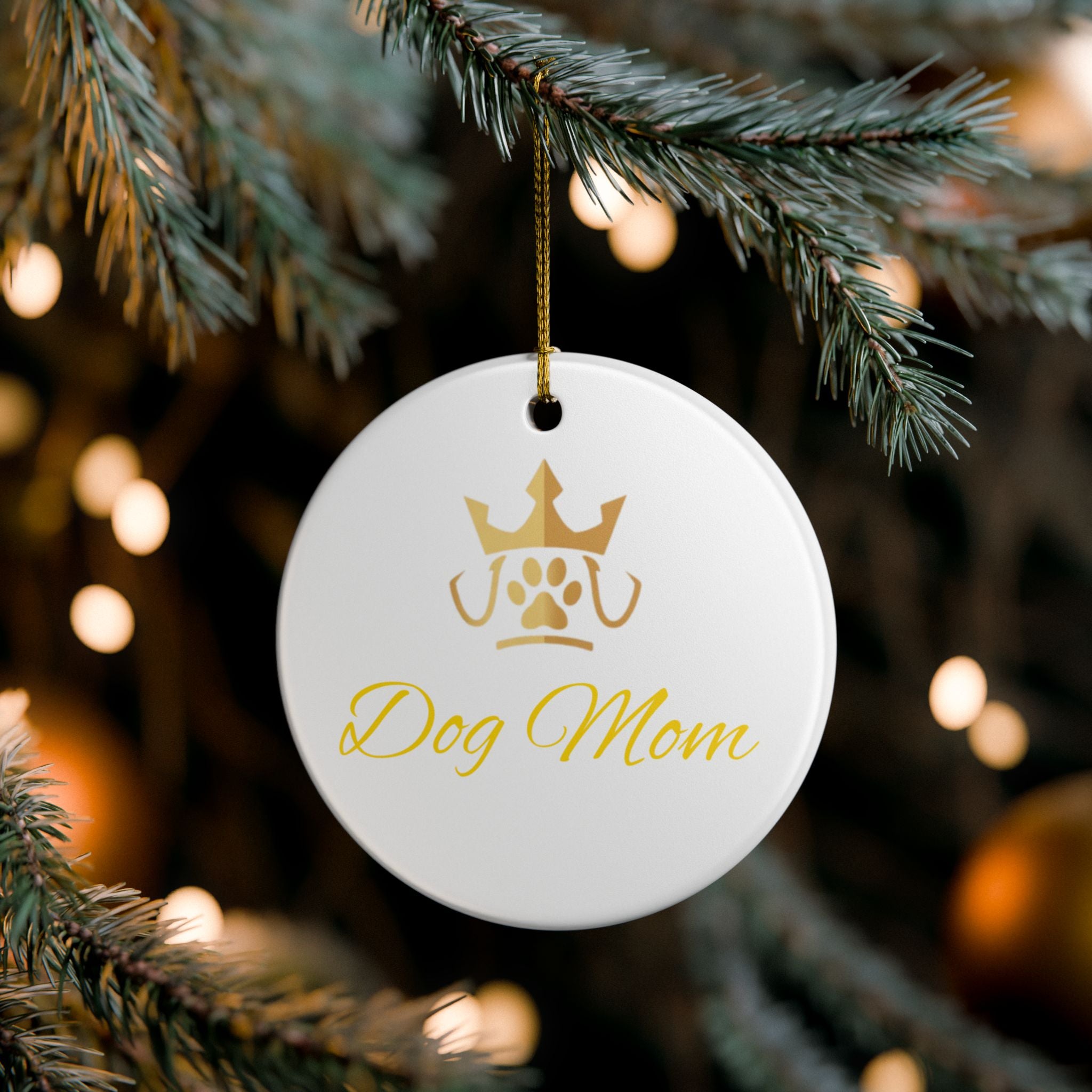 PetVIP Dog Mom Ornament | Heart & Round Ceramic