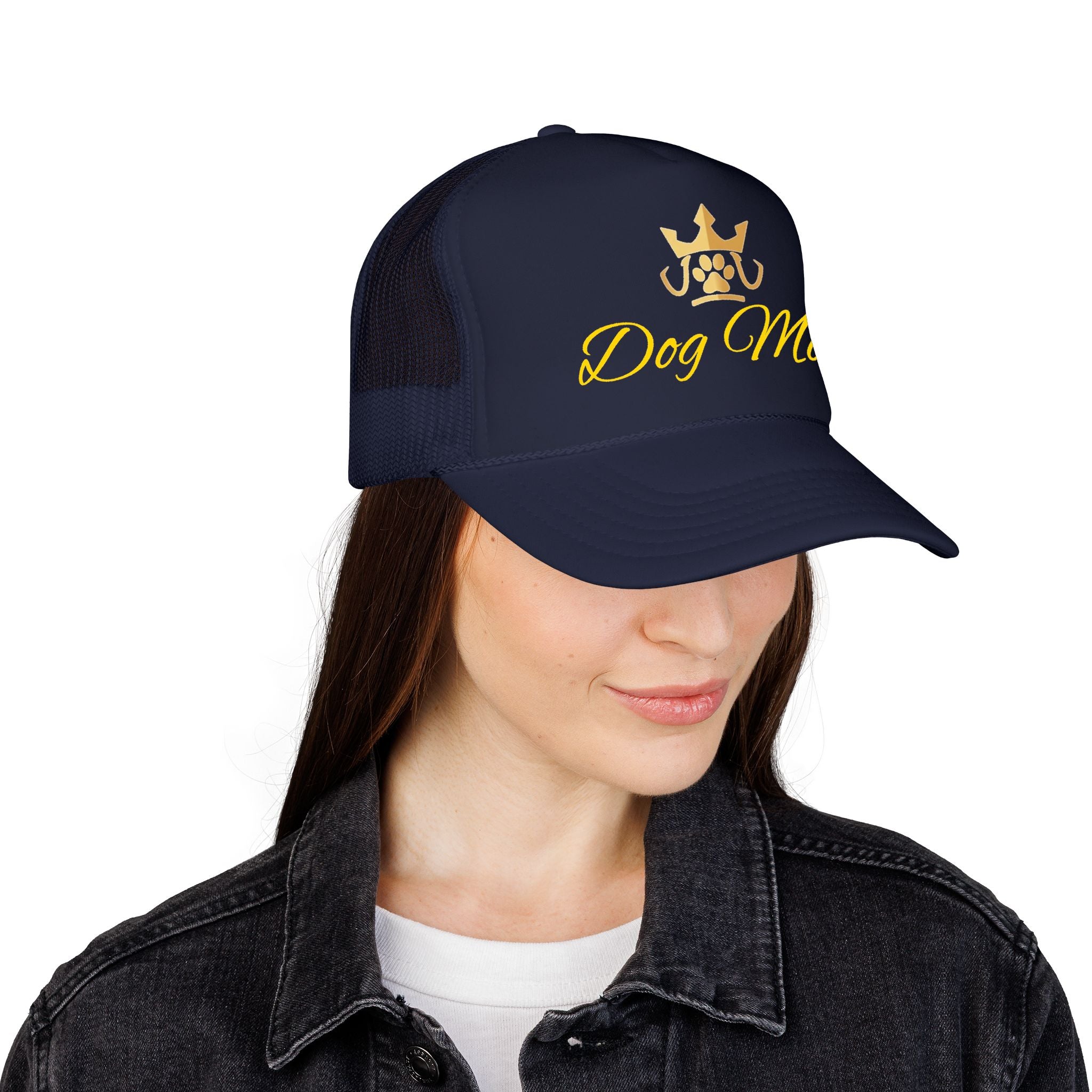 PetVIP Dog Mom Trucker Hat | Gold Crown Paw Design