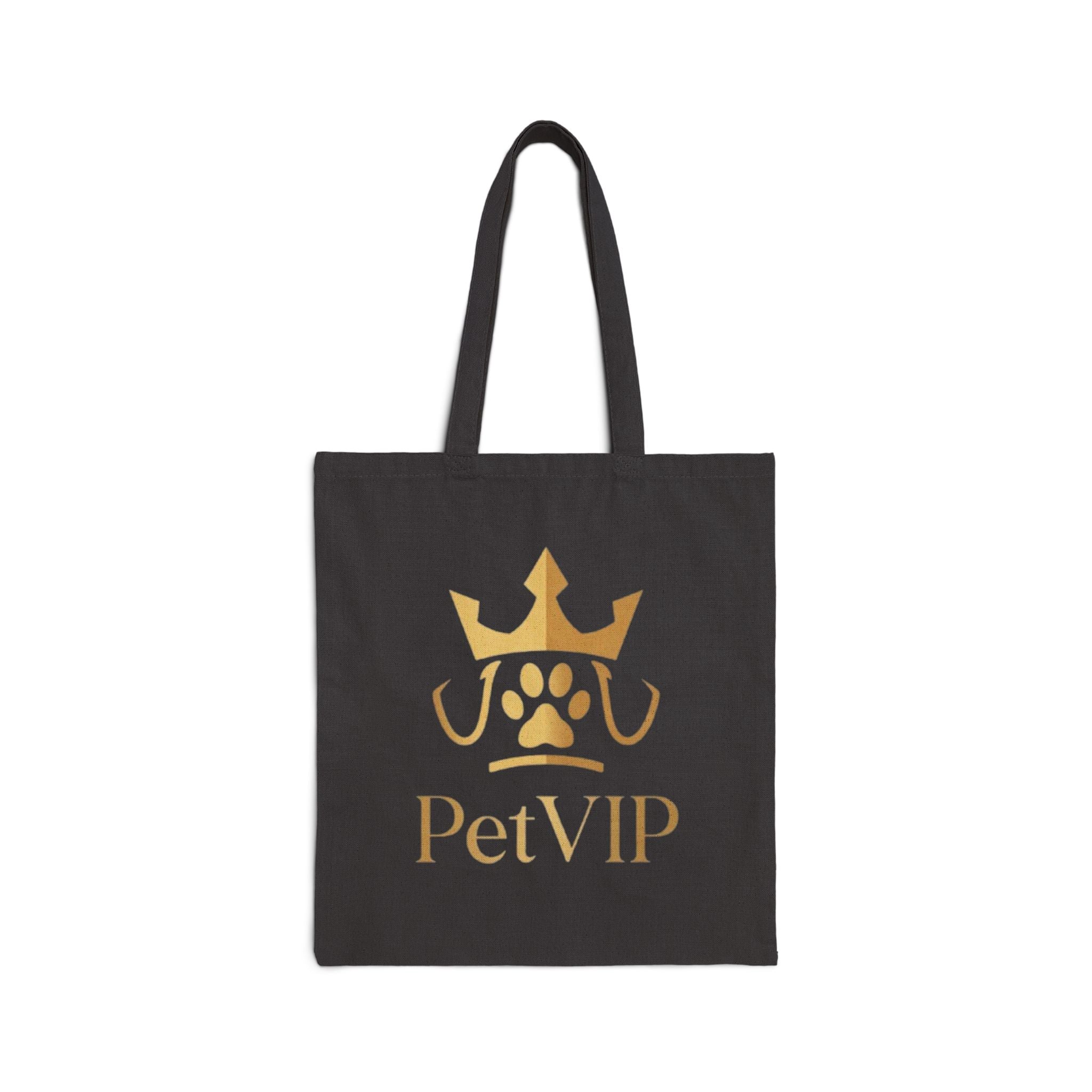 PetVIP Canvas Tote Bag | Gold Crown & Paw Print | Reusable Pet Parent Shopper