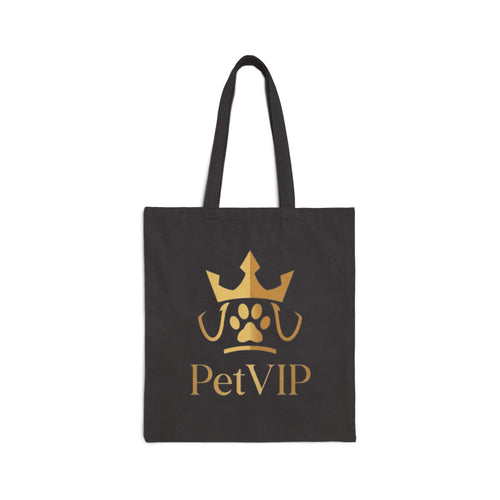 PetVIP Canvas Tote Bag | Gold Crown & Paw Print | Reusable Pet Parent Shopper