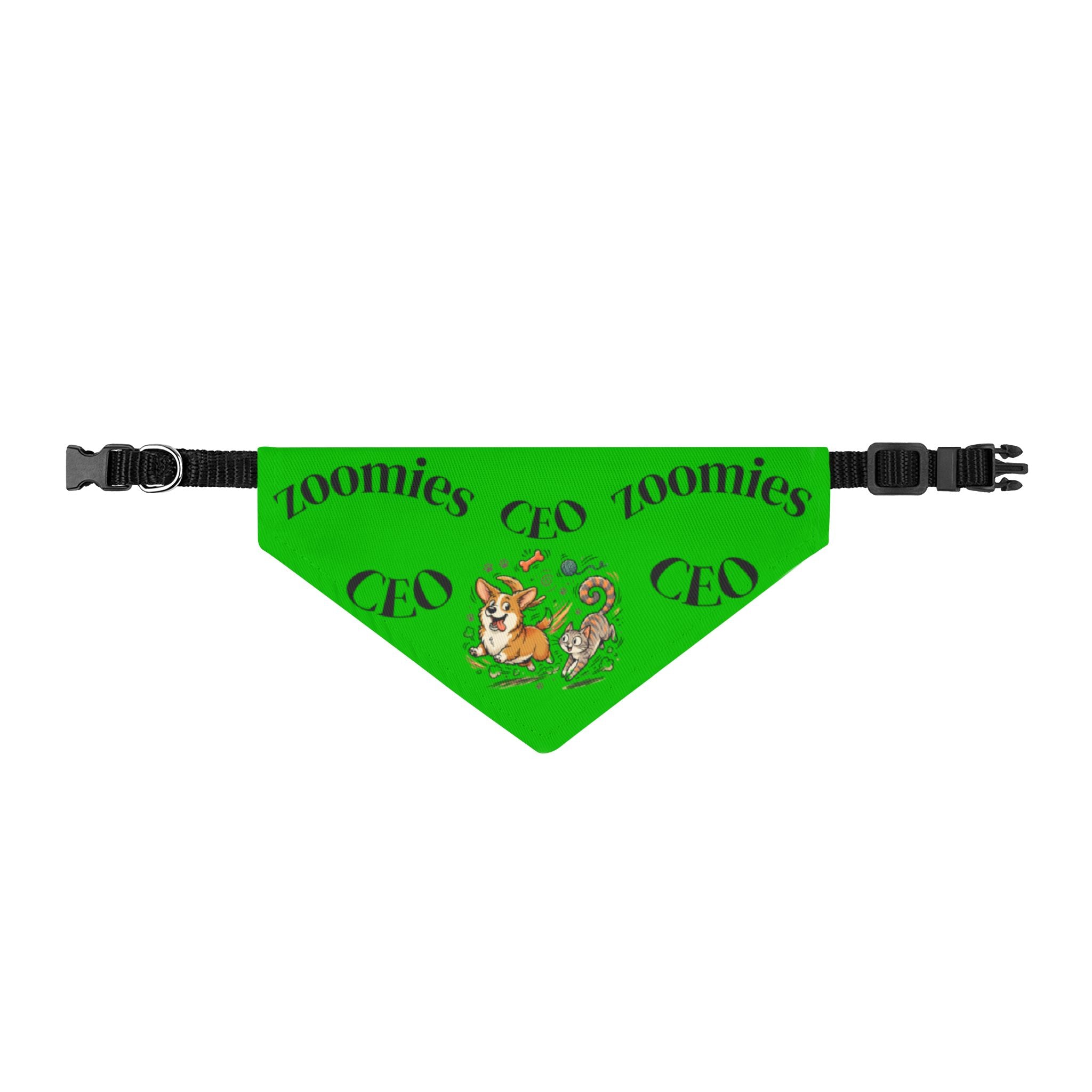 Zoomies CEO Clip-On Pet Bandana — Lime Green