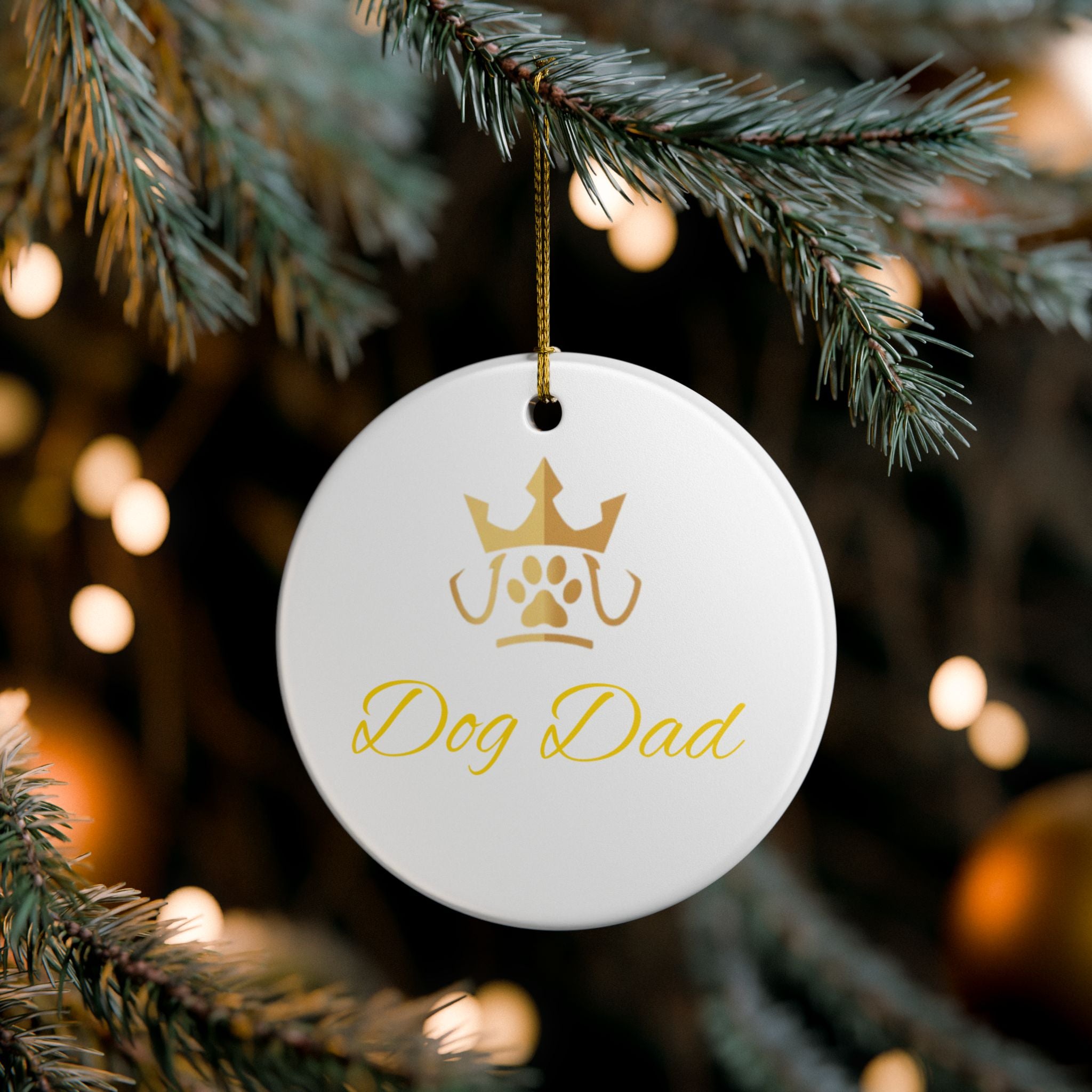 PetVIP Dog Dad Ornament | Heart & Round Ceramic