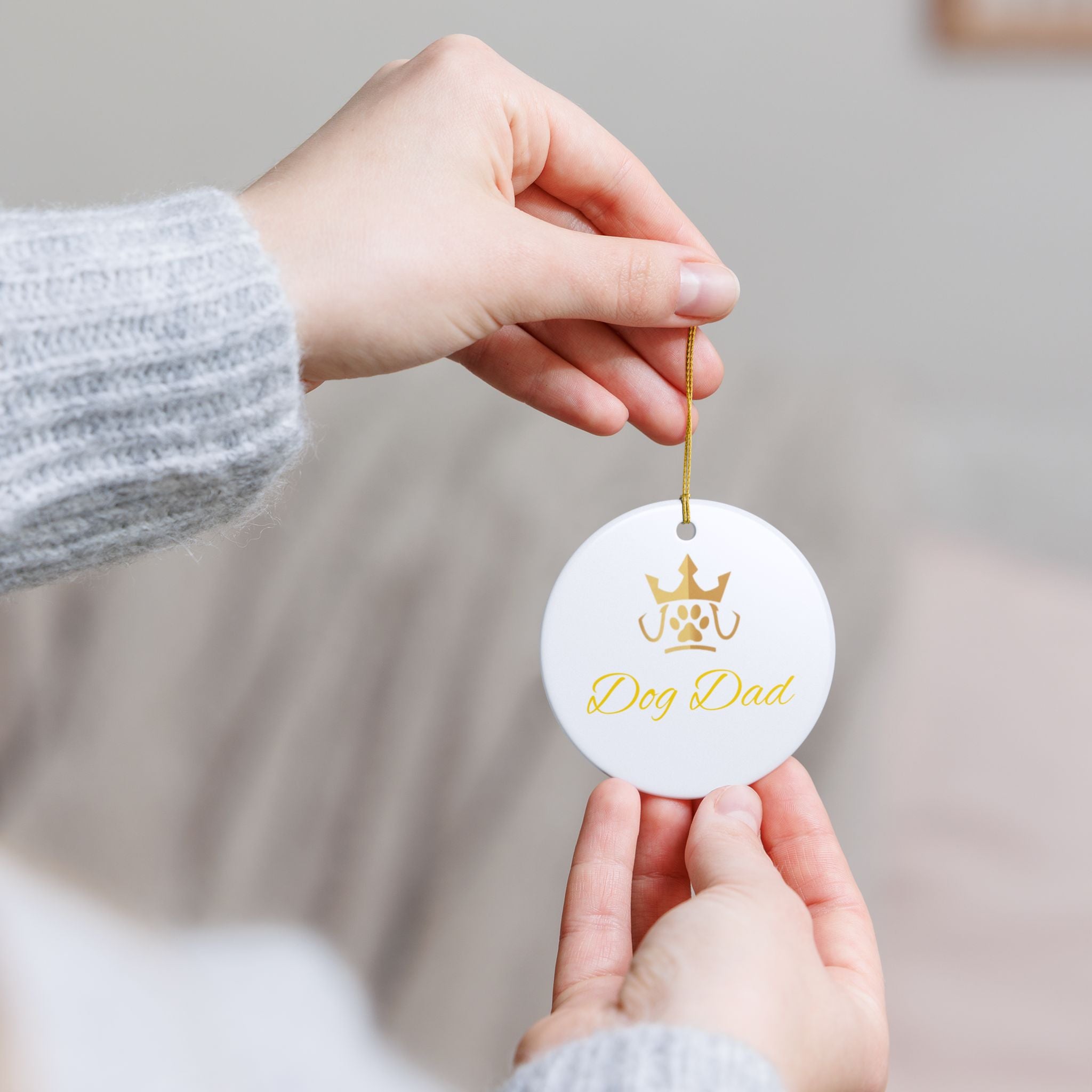 PetVIP Dog Dad Ornament | Heart & Round Ceramic