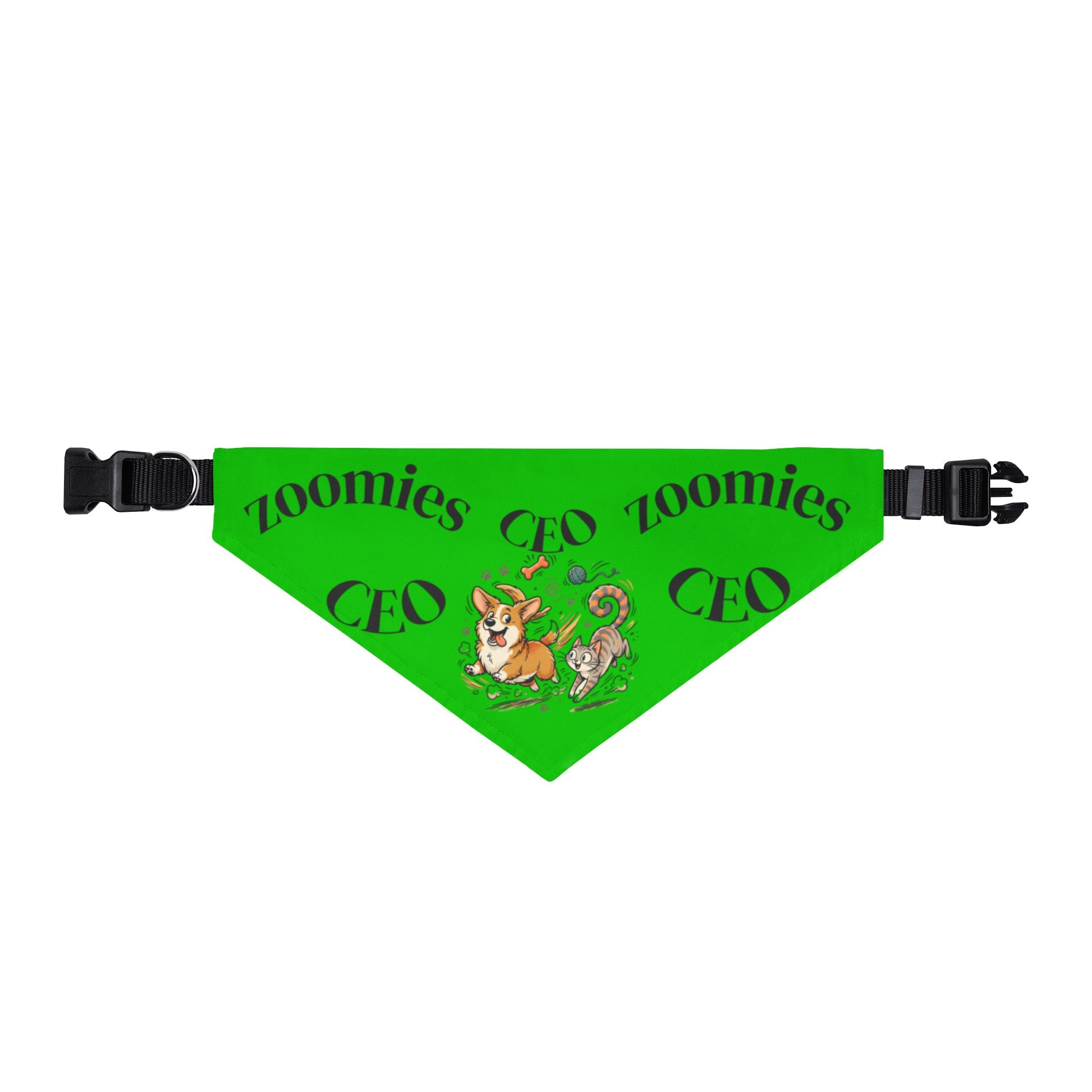 Zoomies CEO Clip-On Pet Bandana — Lime Green