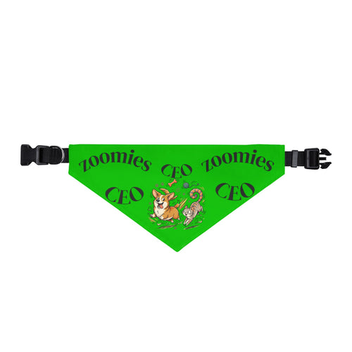 Zoomies CEO Clip-On Pet Bandana — Lime Green