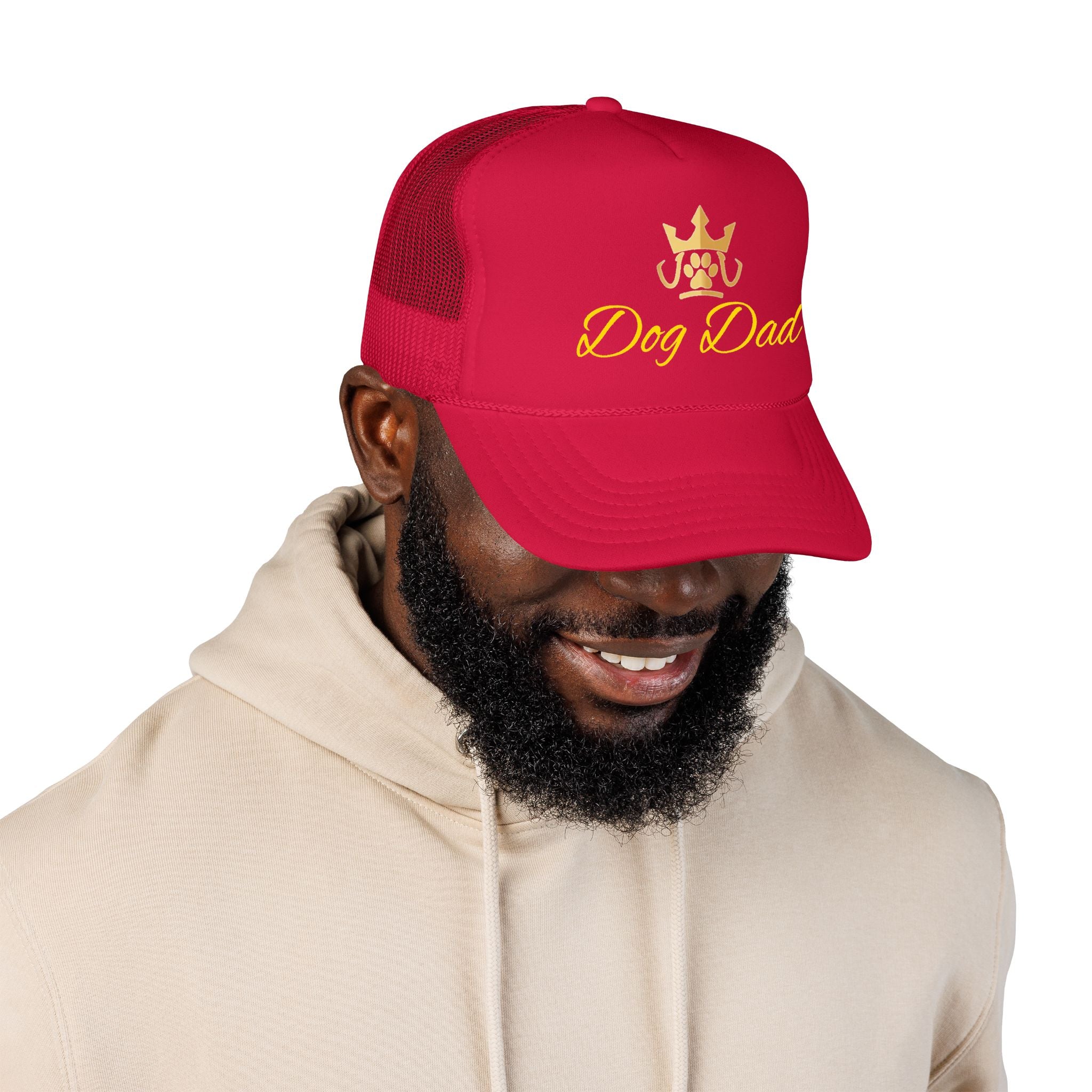 PetVIP Dog Dad Trucker Hat | Gold Crown Paw Design