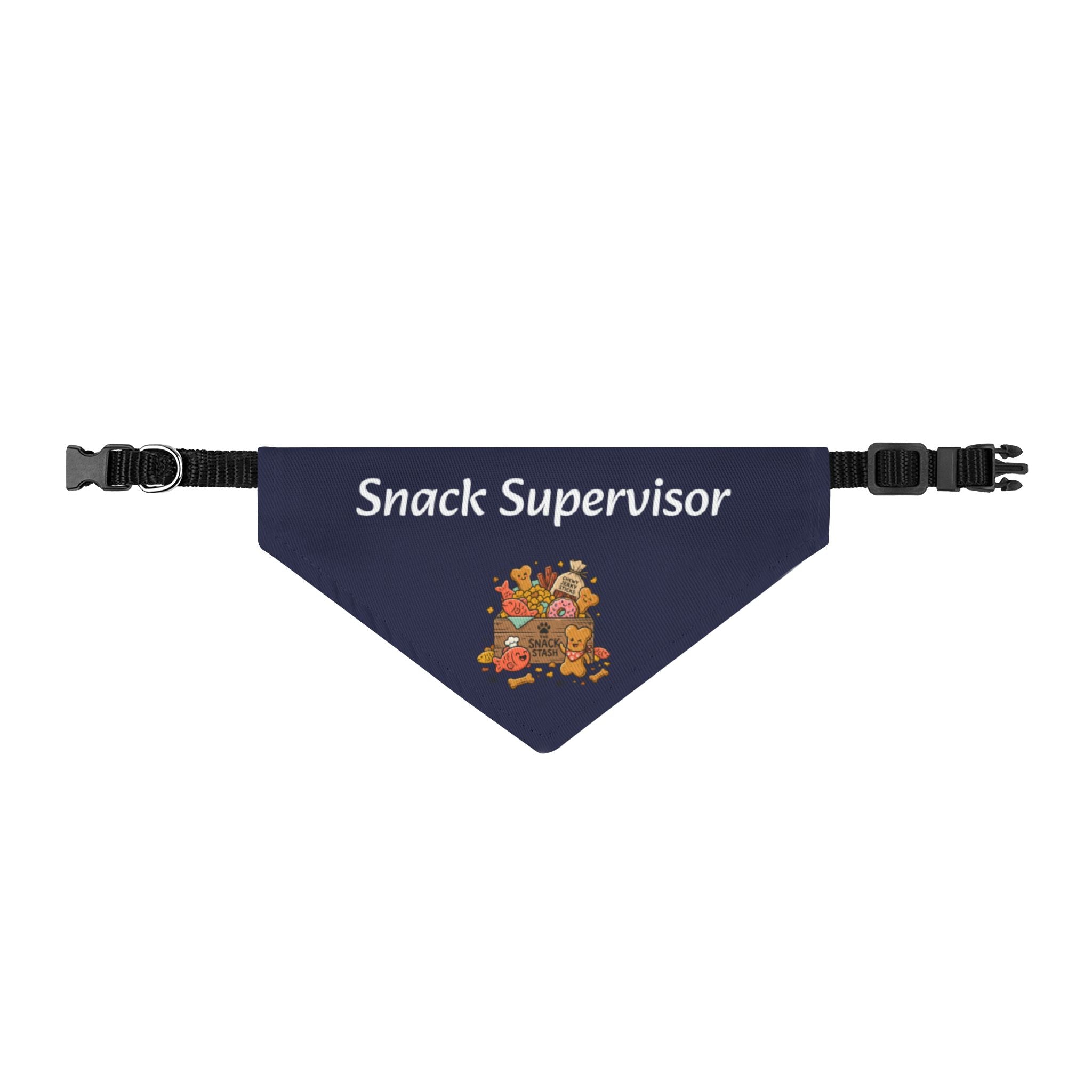 Snack Supervisor Clip-On Pet Bandana — Navy Blue