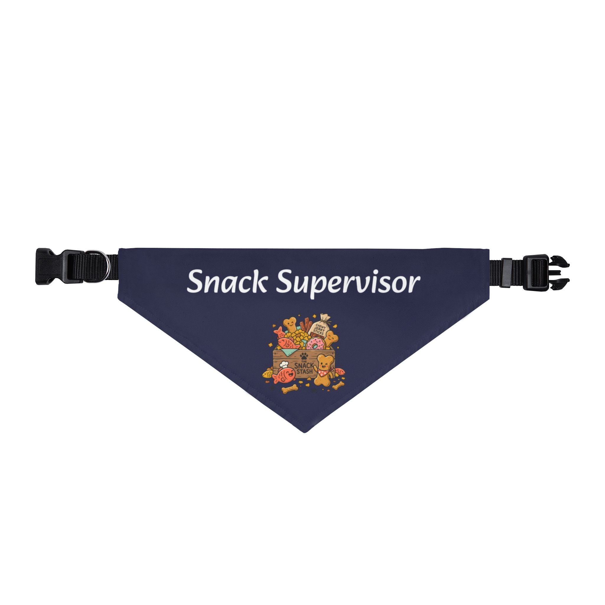 Snack Supervisor Clip-On Pet Bandana — Navy Blue