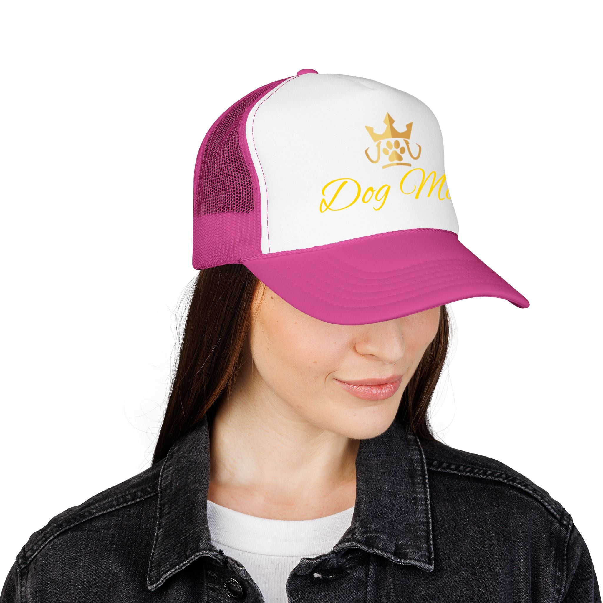 PetVIP Dog Mom Trucker Hat | Gold Crown Paw Design
