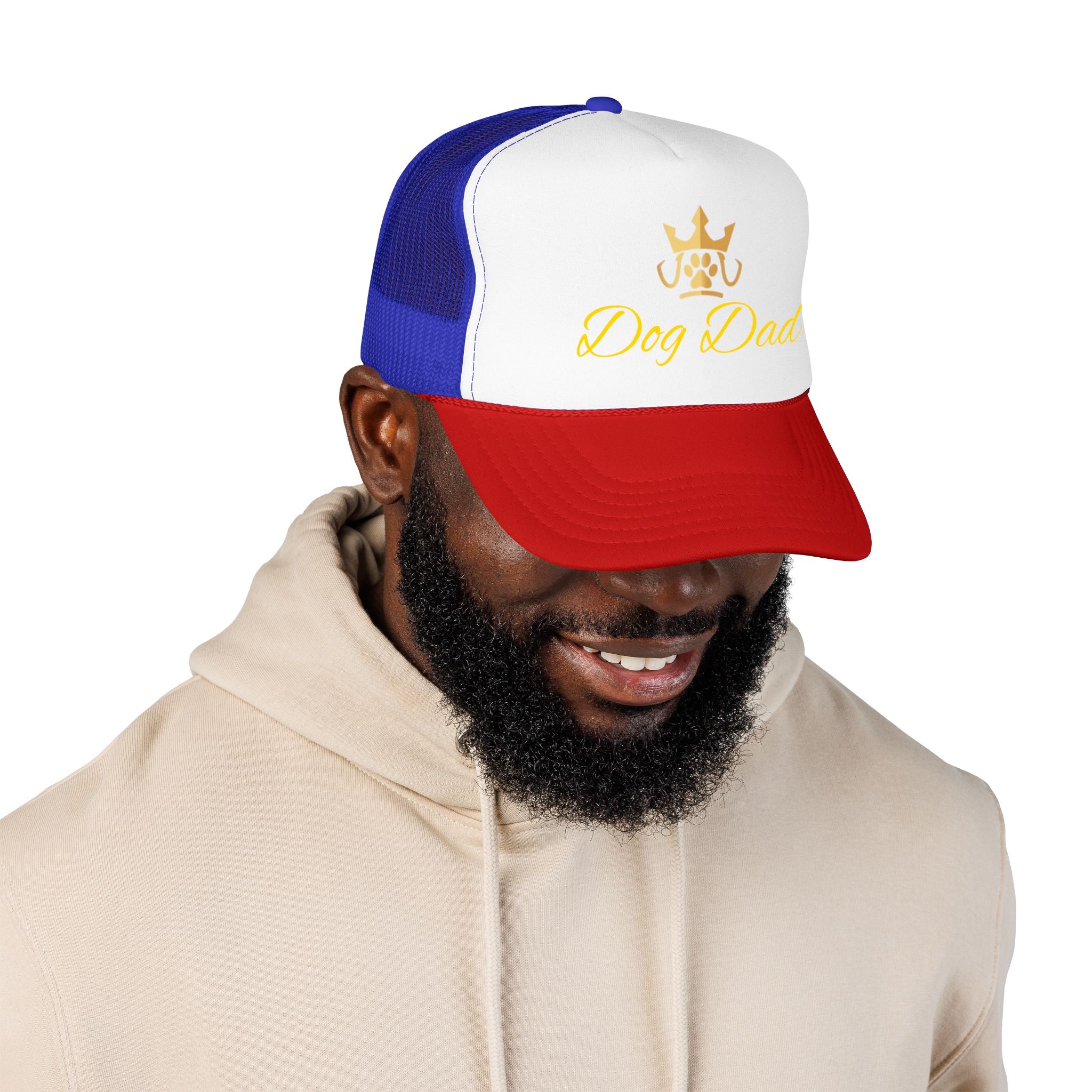 PetVIP Dog Dad Trucker Hat | Gold Crown Paw Design